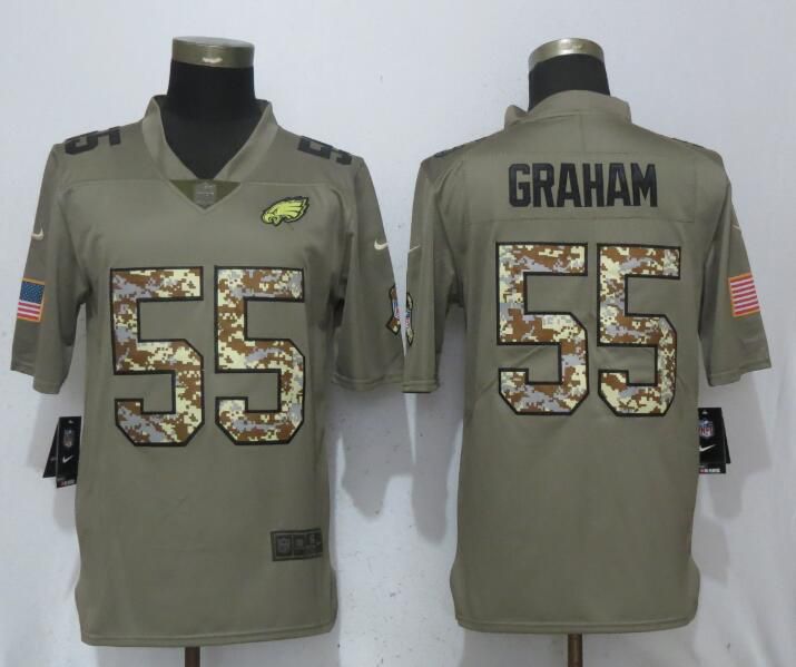 Men Philadelphia Eagles #55 Graham Olive Camo Carson Salute to Service Nike Limited NFL Jerseys